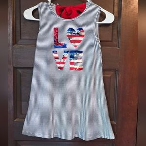 btween Navy and White Striped Dress with Red Sequin Detail